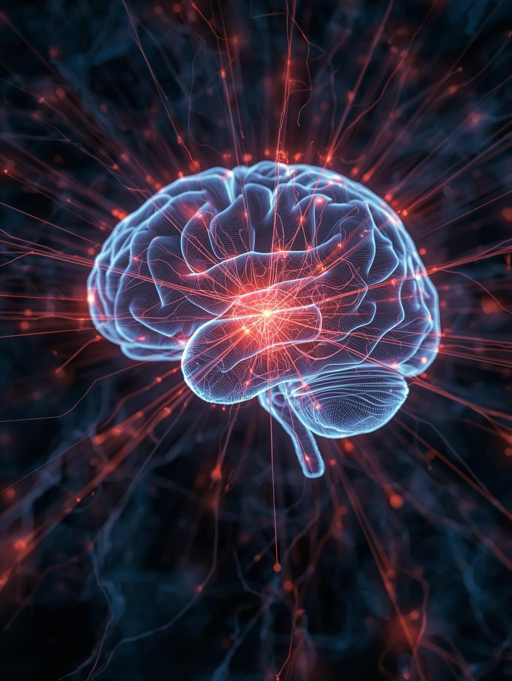 Neural network visualization representing brain activity during 3D creation